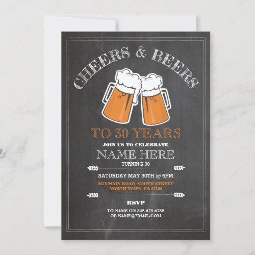 Cheers  Beers Birthday Party 21st 30th Invitation