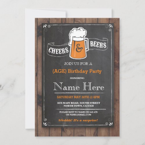 Cheers  Beers Birthday Party 21st 30th Invitation