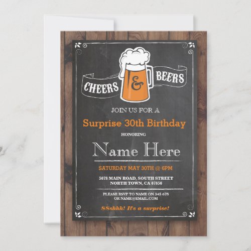 Cheers  Beers Birthday Party ANY AGE Beer Invite