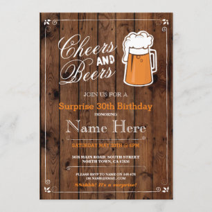 Cheers & Beers Birthday Party ANY AGE Beer Invite