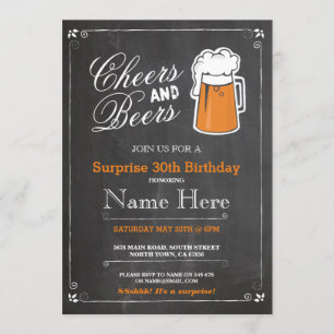 Cheers & Beers Birthday Party ANY AGE Beer Invite