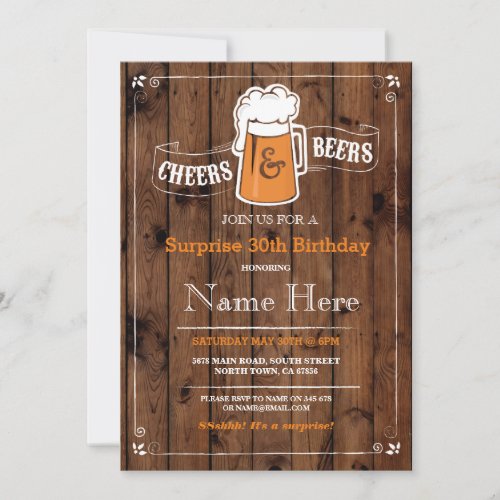 Cheers  Beers Birthday Party ANY AGE Beer Invite