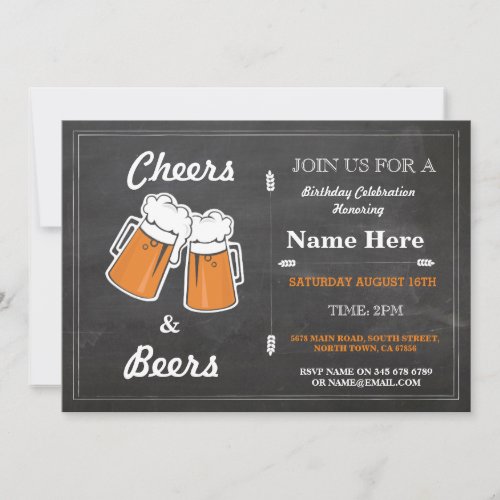 CHEERS  BEERS Birthday Party Any Age Chalk Invite