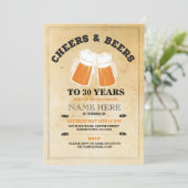 Cheers & Beers Birthday Party Any Age Invitation (Standing Front)