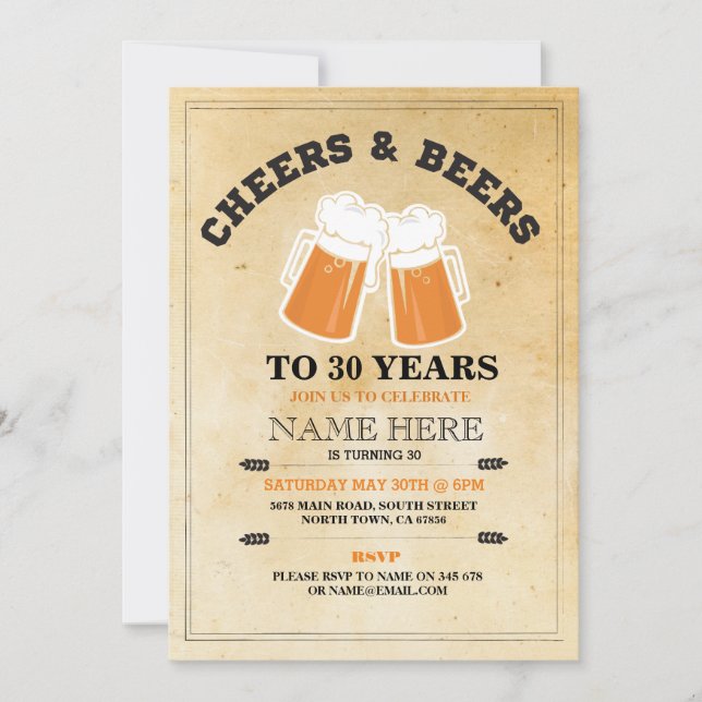Cheers & Beers Birthday Party Any Age Invitation (Front)