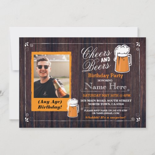 Cheers  Beers Birthday Party Beer Photo Invite 21