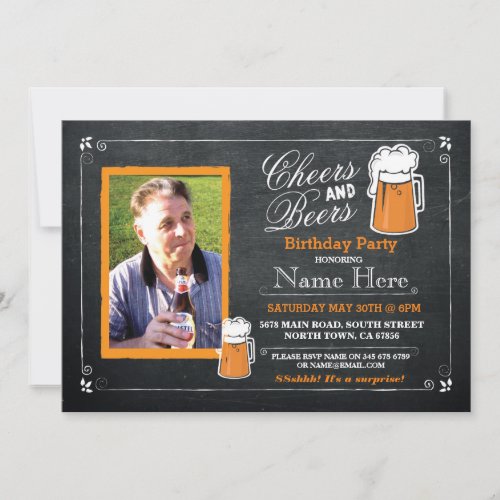 Cheers  Beers Birthday Party Beer Photo Invite 40
