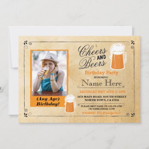 Cheers  Beers Birthday Party Beer Photo Invite 40