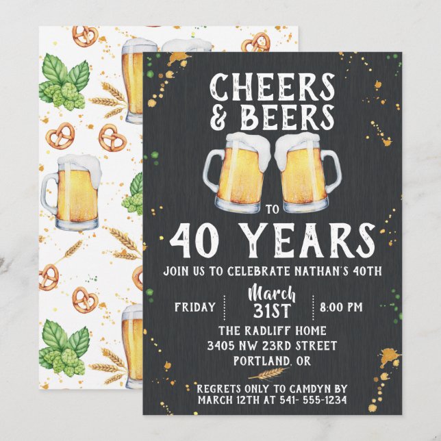 Cheers & Beers Birthday Party Invitation (Front/Back)