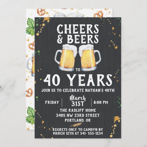 Cheers  Beers Birthday Party Invitation