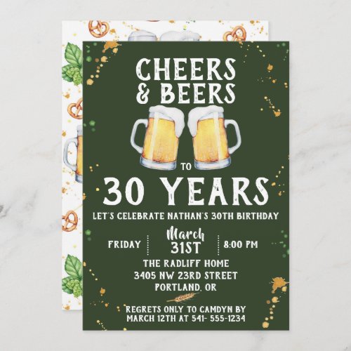 Cheers  Beers Birthday Party Invitation