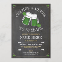 Cheers Beers Birthday Party St Patricks Day Invitation