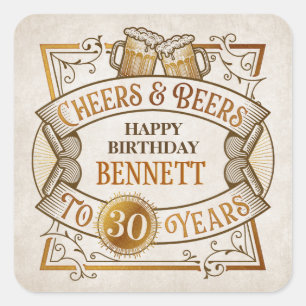 Cheers Beers Birthday Square Sticker