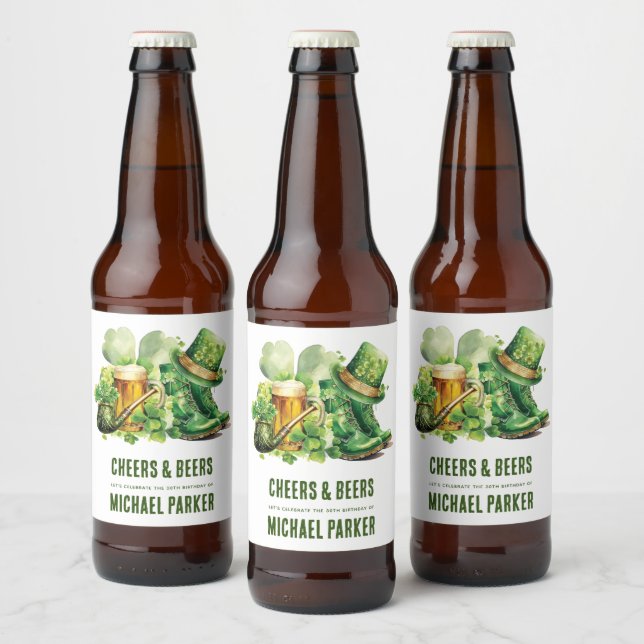 Cheers Beers Birthday St Patrick's Day  Beer Bottle Label (Bottles)
