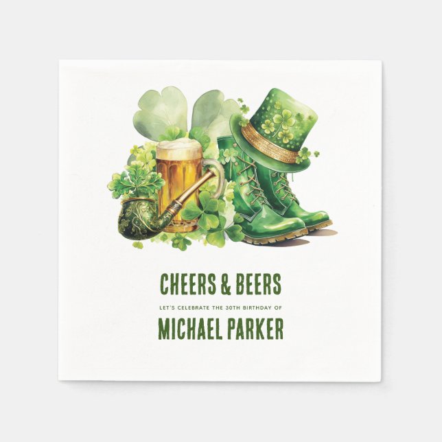 Cheers Beers Birthday St Patrick's Day Custom Napkins (Front)
