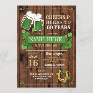 Cheers Beers Birthday St Patricks Day Party Invitation