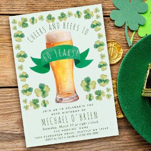 Cheers Beers Birthday St Patricks Party Invitation