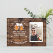 Cheers & Beers Birthday Wood Party Photo Invite (Standing Front)