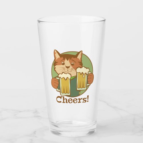 Cheers Beers Cat Glass