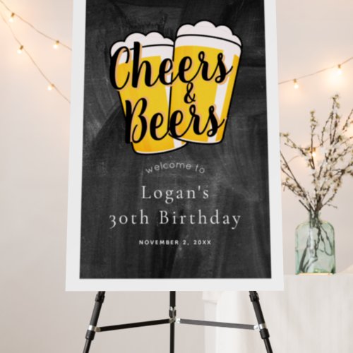 Cheers  Beers Chalkboard Birthday Party Foam Boar Foam Board