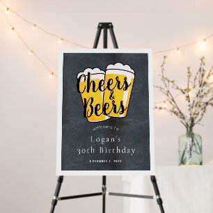 Cheers & Beers Chalkboard Birthday Party Foam Board