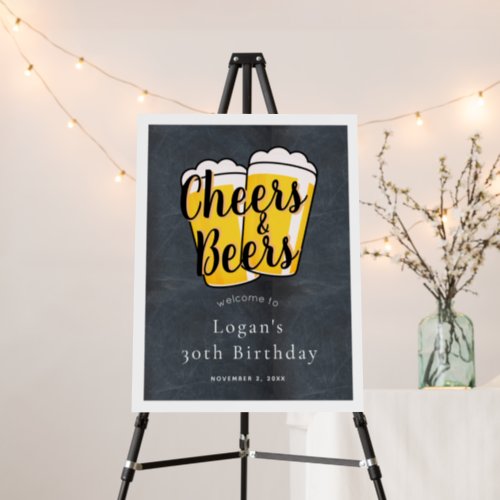 Cheers  Beers Chalkboard Birthday Party Foam Board