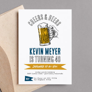 Cheers & Beers Cocktail Any Age Birthday Party Invitation