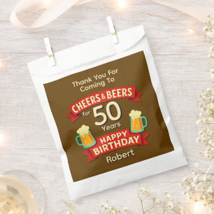 Cheers & Beers for 50 Years Happy Birthday NAME Favor Bag