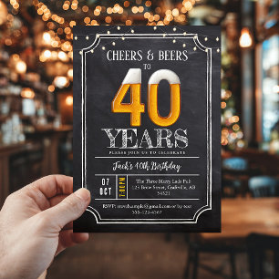Cheers & Beers Men's 40th Birthday Invitation