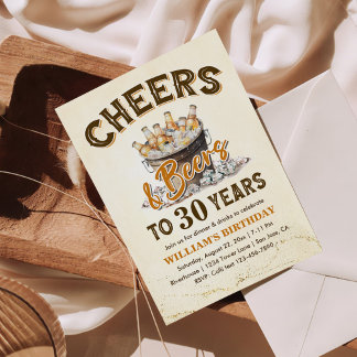 Cheers & Beers Mens Funny 30th Birthday Invitation