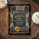 Cheers Beers Mens Funny Birthday Invitation<br><div class="desc">Celebrate the big day with style and humor with this vintage beer birthday design. The golden typography is elegant and evokes a cool glass of beer,  giving it a classic retro vintage feel. Perfect for man (or woman!) in your life who loves their lagers,  ales,  and other beers.</div>