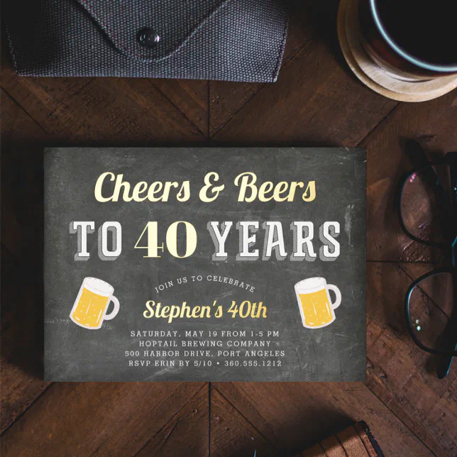 Cheers & Beers Milestone Birthday Party Foil Invitation | Zazzle