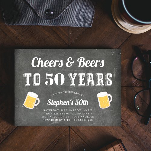 Cheers  Beers Milestone Birthday Party Invitation
