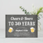 Cheers & Beers Milestone Birthday Party Invitation (Standing Front)