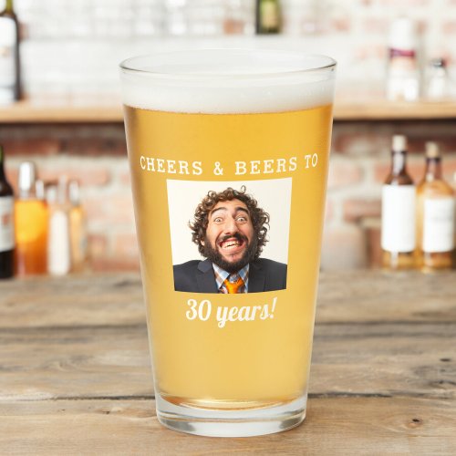 Cheers  Beers Milestone Birthday Photo Keepsake Glass