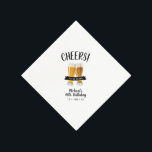 Cheers Beers | Modern Adult 40th Birthday Party Napkins<br><div class="desc">This custom paper napkin will add stylish detail to your special day. This design features beer glass graphics with lettering " CHEERS!". You can customize all the text to suit your event. Matching invitations and party supplies are available in my shop BaraBomDesign.</div>