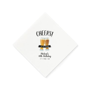 Cheers Beers | Modern Adult 40th Birthday Party Napkins