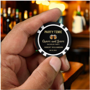Cheers & Beers Party Time Lights Bachelor Party Poker Chips