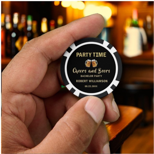 Cheers & Beers Party Time Lights Bachelor Party  Poker Chips (Creator Uploaded)