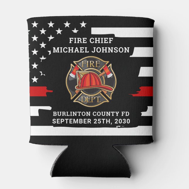 Cheers Beers Personalized Firefighter Retirement Can Cooler (Back)