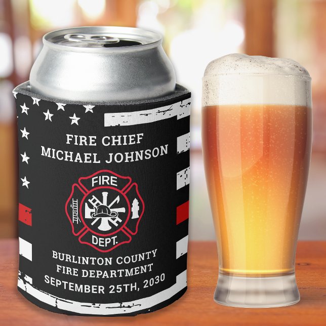 Cheers Beers Personalized Firefighter Retirement Can Cooler (Creator Uploaded)