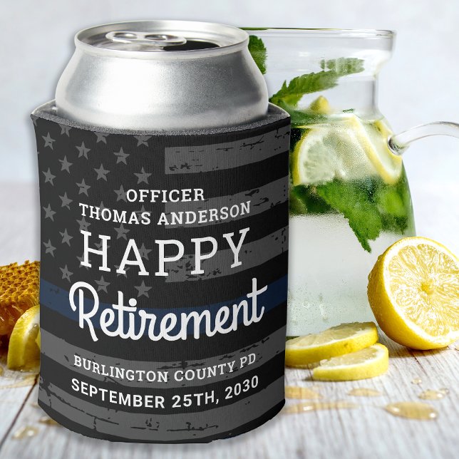 Cheers & Beers Personalized Police Retirement Can Cooler (Creator Uploaded)