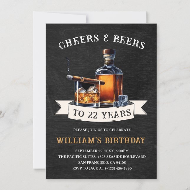 Cheers & Beers Rustic 22nd Country Birthday Party Invitation (Front)