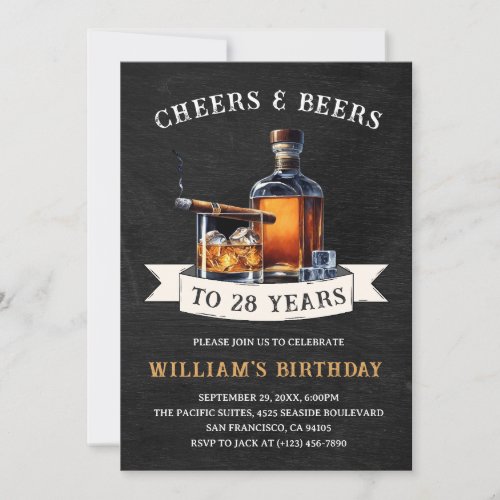 Cheers  Beers Rustic 28th Country Birthday Party Invitation