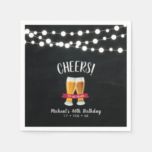 Cheers Beers Rustic Adult 40th Birthday Party Napkins