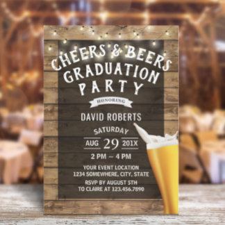 Cheers & Beers String Lights Graduation Party Invitation