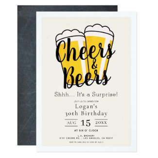Cheers & Beers Surprise Birthday Party Invitation