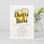 Cheers & Beers Surprise Birthday Party Invitation (Standing Front)