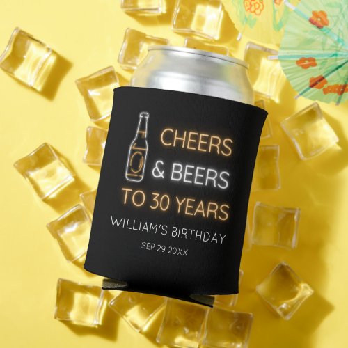 Cheers  Beers to 30 Years Neon Sign Birthday Can Cooler
