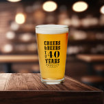 Cheers & Beers to 40 Years Any Milestone Birthday Glass<br><div class="desc">Commemorate a special birthday with these awesome personalized party favor glasses. Design features "cheers and beers to XX years" in black lettering. Add the occasion and date beneath for a unique birthday party keepsake.</div>